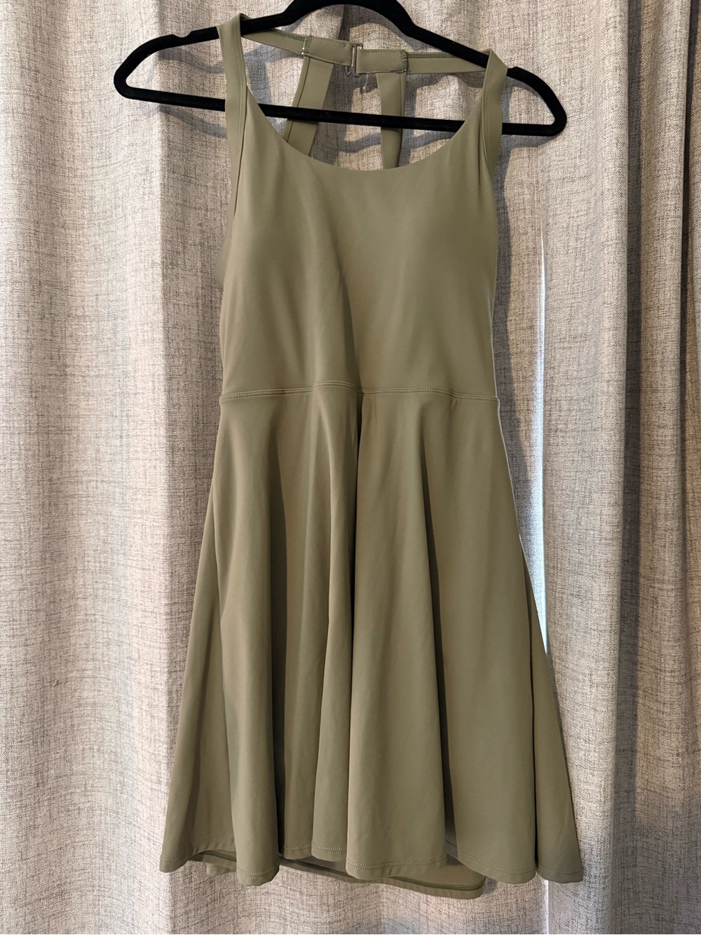 HALARA Olive Green Sleeveless Fit-and-Flare Mini Dress